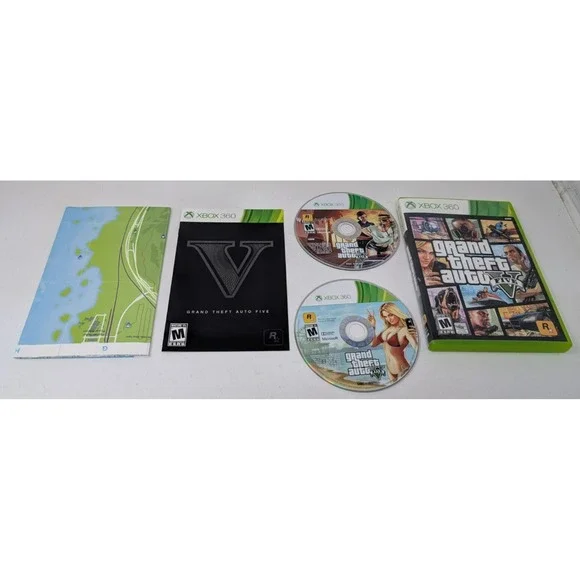 Grand Theft Auto 5 V (Xbox 360,‎ 2013) Complete Map + Manual - Tested