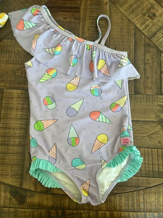 Ruffle Butts Pastel Ice Cream Print Girls' Swimsuit