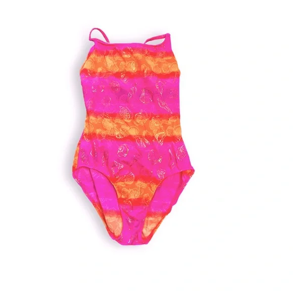 Barbie Pink Girls One-Piece Swimsuit Size 11/12