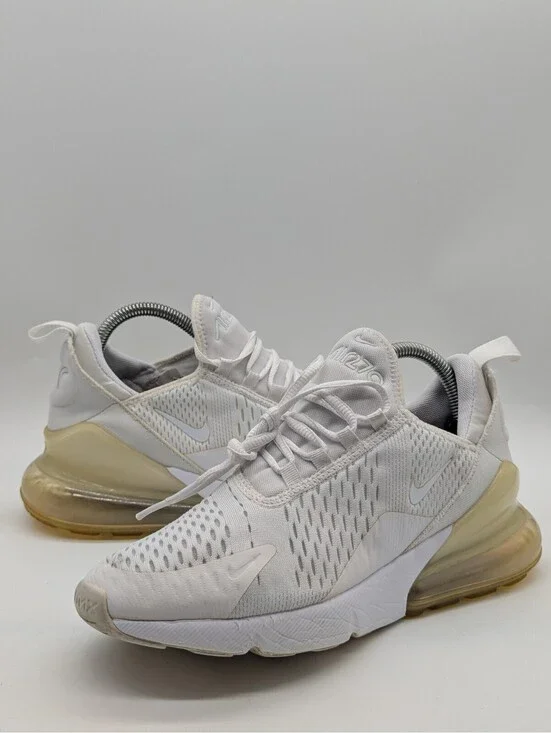 Nike Air Max 270 White Silver Shoes Kids Size 7Y / Womens 8.5 943345-103 *Flaw