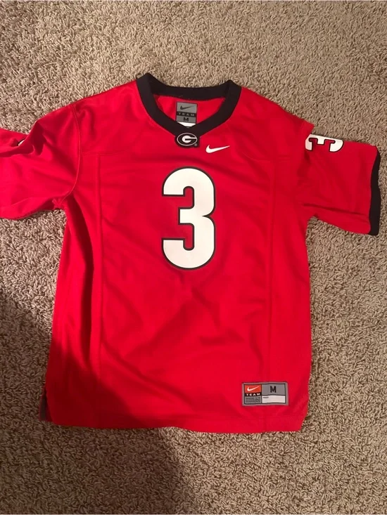 Nike Red Football Jersey with White #3 and Black Trim