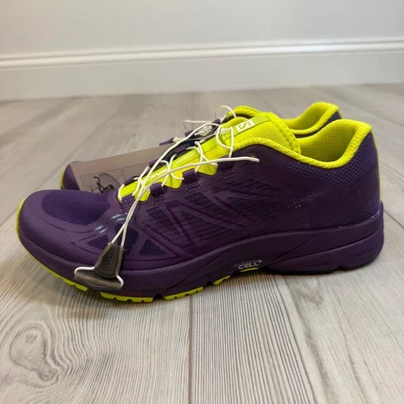 Salomon Sonic Pro W Womens Running Shoes Purple Gecko Green 379173 Size 9 NEW