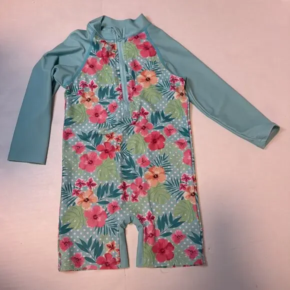BesserBay Toddler Girl Swimsuit Long Sleeve Rashguard 24-36Month