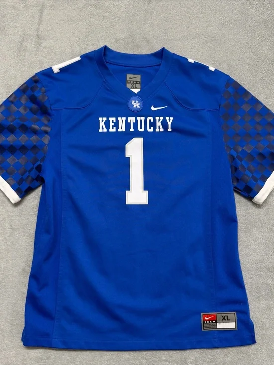 Nike Youth Boys XL Kentucky Wildcats Football Jersey Blue Checkered