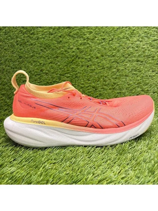 Asics Gel-Nimbus 25 Women Size 10.5 Orange White Athletic Running Shoes Sneakers