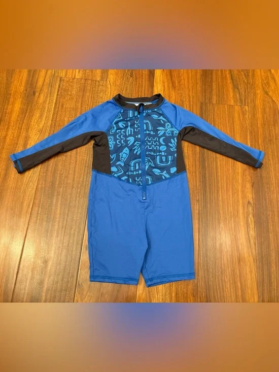 Patagonia blue/black long sleeve rashguard bathing suit with front zipper