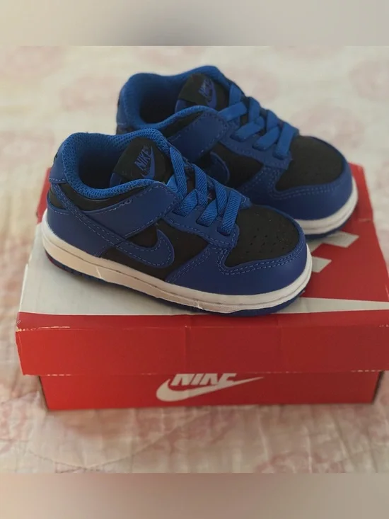 (5c) Nike Dunk Low Too Baby Boy Blue and Black Low-Top Sneakers with White Sole