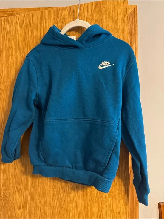 Nike Kids Teal Hoodie Sweatshirt with White Logo