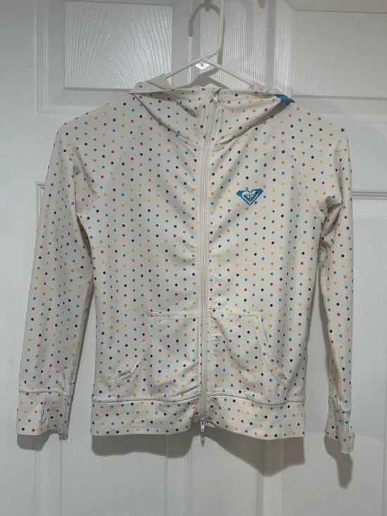 ROXY Girls Polka Dot Full Zip Hooded Rashguard
