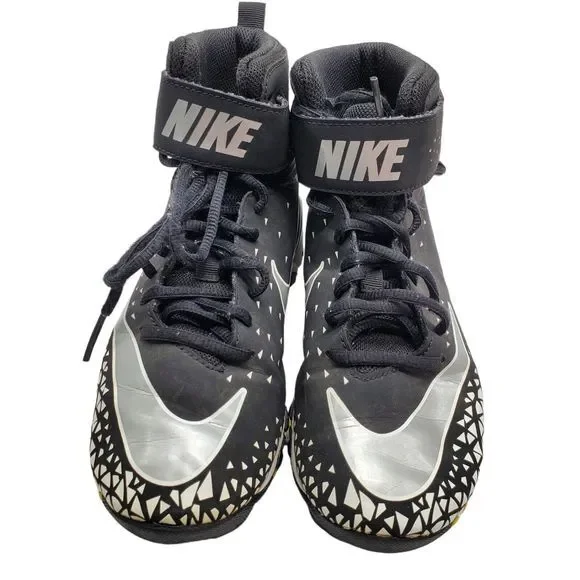 Nike Fast Flex Football Cleats US  4.5Y Black Silver Lace-Up‎ Hook N Eye Closure