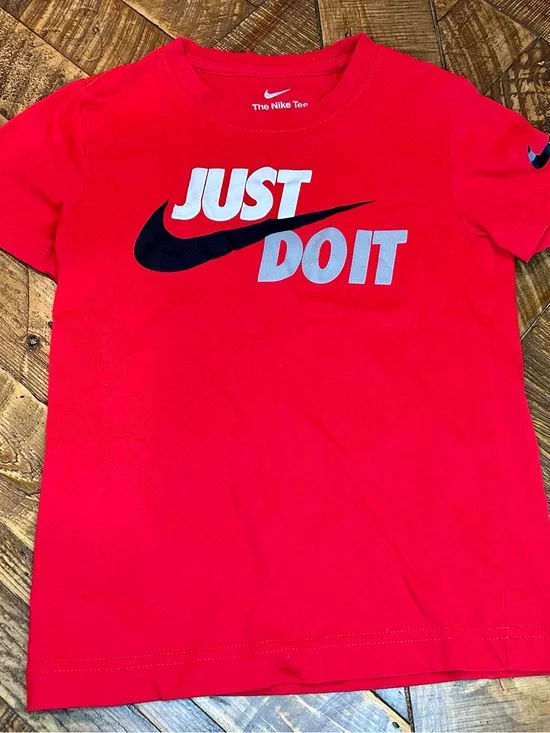 Nike Red Short-Sleeve 'Just Do It' Tee with Black Swoosh