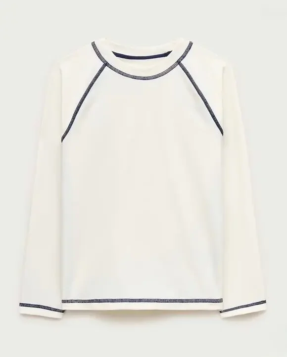 NWT J.Crew Crewcuts Kids' Baseball Long Sleeve Rash Guard Ivory Size XL (12-13)