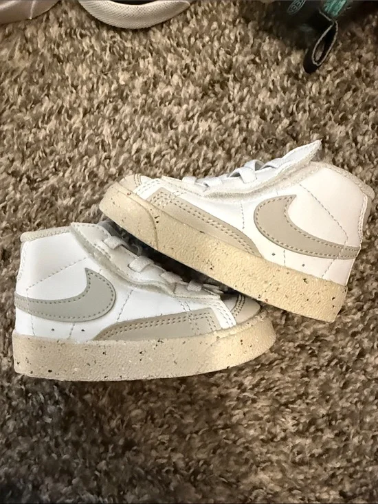 Nike Kids White and Beige High-Top Sneakers