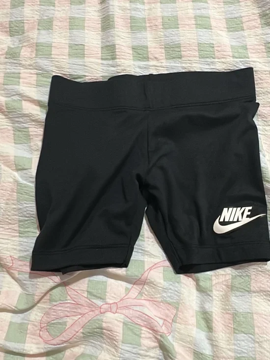 Nike Black Girls' Athletic Bike Shorts with White Swoosh
