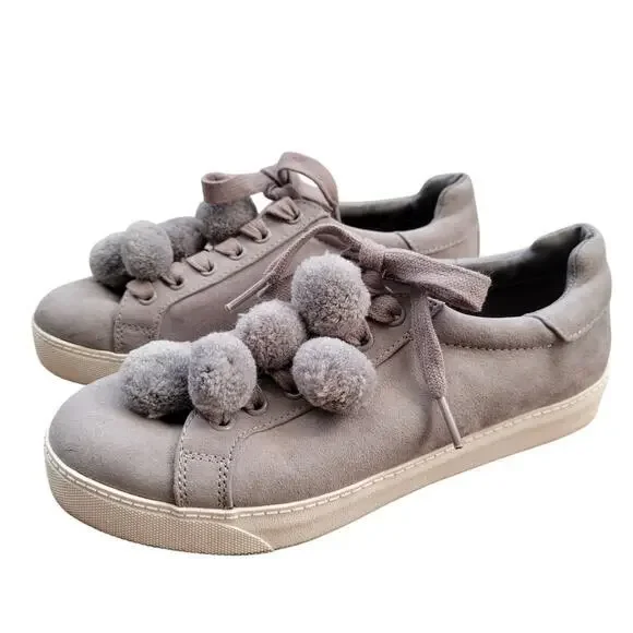 Circus Sam Edelman Sneakers Womens‎ 6.5 Lace up Gray Pom Pom