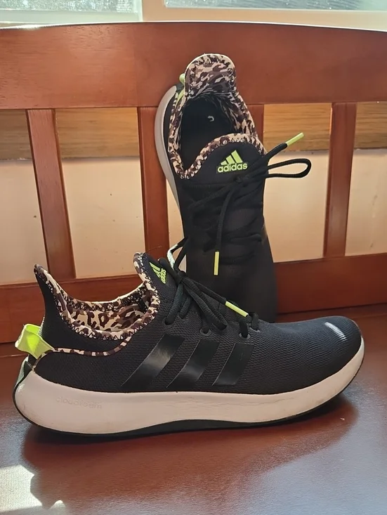 adidas Women’s Black & Neon Running Shoes with Leopard Trim