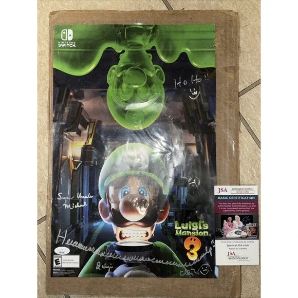 LUIGI'S MANSION 3 Nintendo Poster SIGNED Mario Voice Charles Martinet JSA CERT