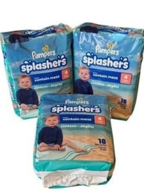 Pampers Size 4 Splashers Swim Diapers, Disposable 54 swim diapers 3 pkgs for $9
