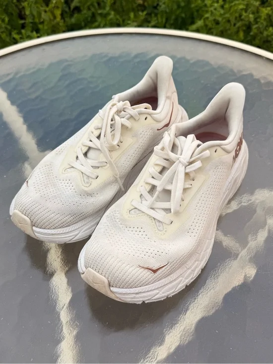 Hoka Women's Running Shoes in Light Ivory with Taupe Accents