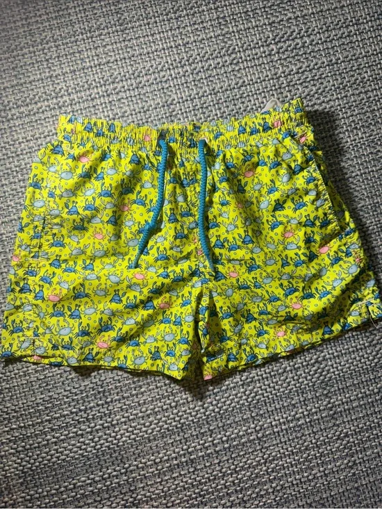 MC2 Saint Barth Yellow Crab-Print Kids Swim Trunks