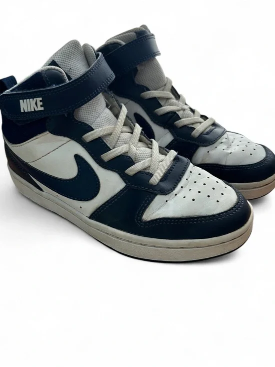 Nike Kids High-Top Sneakers in White and Navy