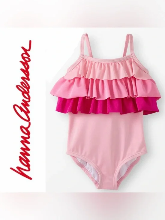 Hanna Andersson Pink Layered Ruffle One-Piece