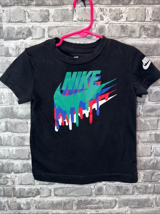 Nike Black Short Sleeve Tee with Multicolor Drip Swoosh