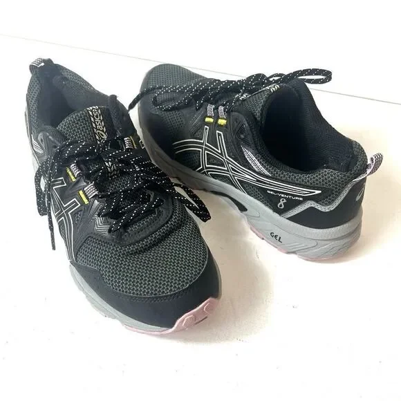 Asics Gel Venture 8 Shoes Black Purple Womens Size 8.5 Running Sneakers 1012A708