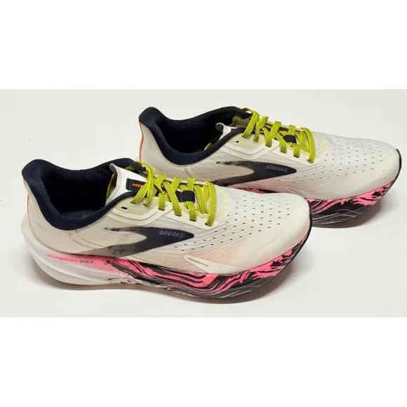 Brooks Hyperion Max Womens Running Shoes White Pink Lime 1203771B104 Size 8.5