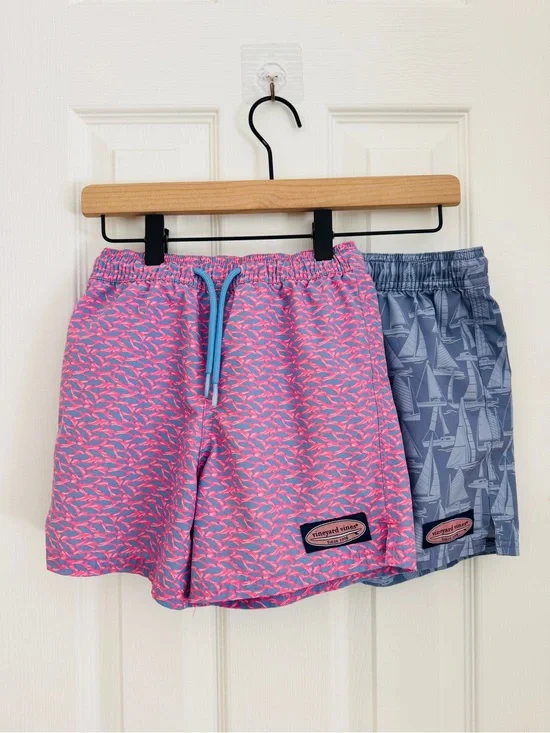 Vineyard Vines Pink Fish & Blue Sail Reversible Swim Shorts