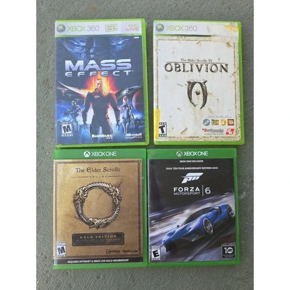 Xbox One & 360 Game Lot Mass Effect Oblivion Elder Scrolls Online Forza 6 Bundle