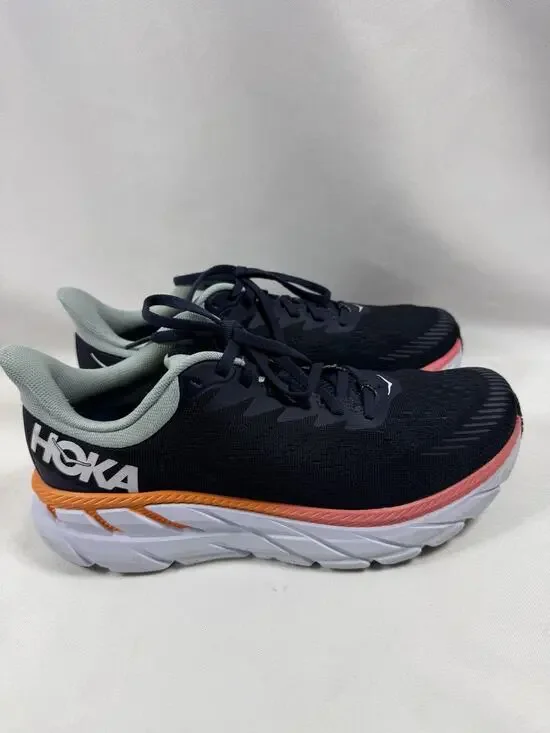 HOKA Clifton 7 Wide Women’s Running Shoes Navy Orange US 9D EU 41⅓
