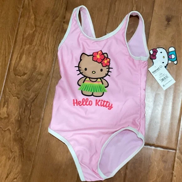 NWT Size Medium 7-8  Hello Kitty Pink One Piece Swimsuit for Kids