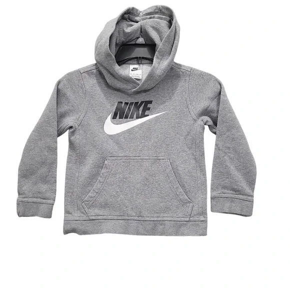 Nike Kids Gray Pullover Hoodie Sweatshirt Logo‎ Graphic Size XS