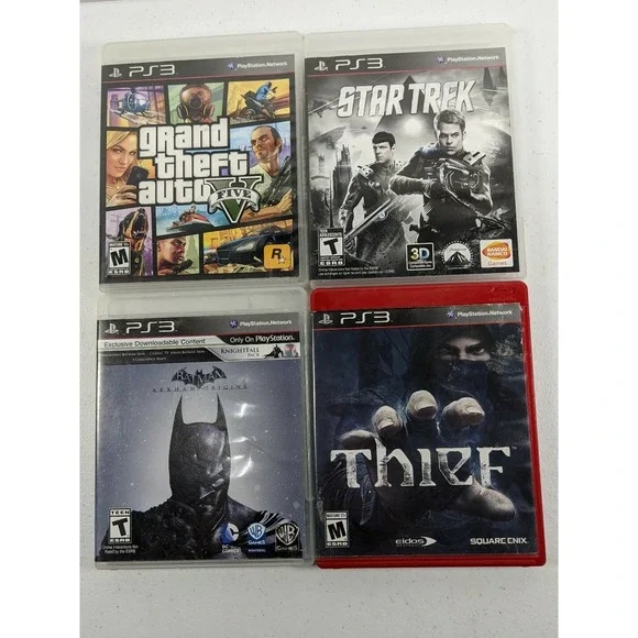 PS3‎ Lot of 4 Games - Star Trek - Grand Theft Auto V - Batman Arkham - Thief