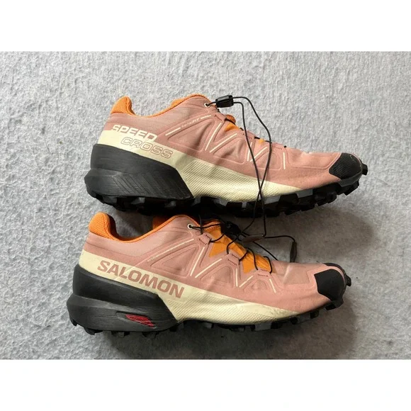 Salomon Speedcross Trail Running Shoes Womens 12 Pink Orange Quicklace ortholite