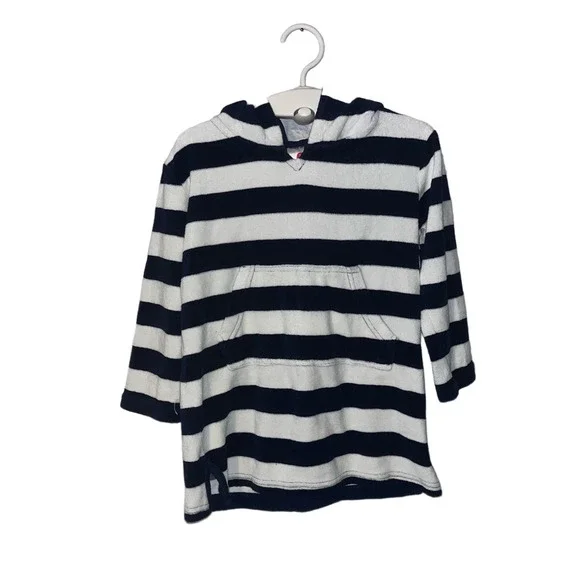 Lily and Dan kids swim hooded  cover up  blue white striped Boys or Girls XS 4-5