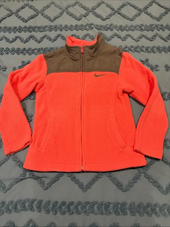 Nike Kids Coral and Gray Full-Zip Fleece Jacket