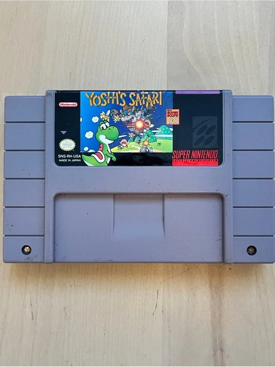 Nintendo SNES Yoshi's Safari Cartridge - Purple Gray Label Art