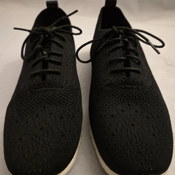 Cole Haan Zerogrand W06723 Women’s 10 B Black Knit‎ Lace Up Oxford Sneakers...