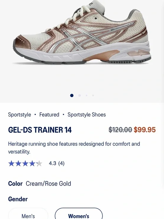 NWT- ASICS GEL-DS Trainer 14 in Cream with Rose Gold Accents