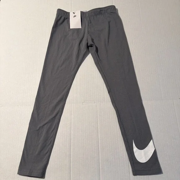 Nike Kids Sportswear Favorites Leggings Gray White Swoosh Size Medium