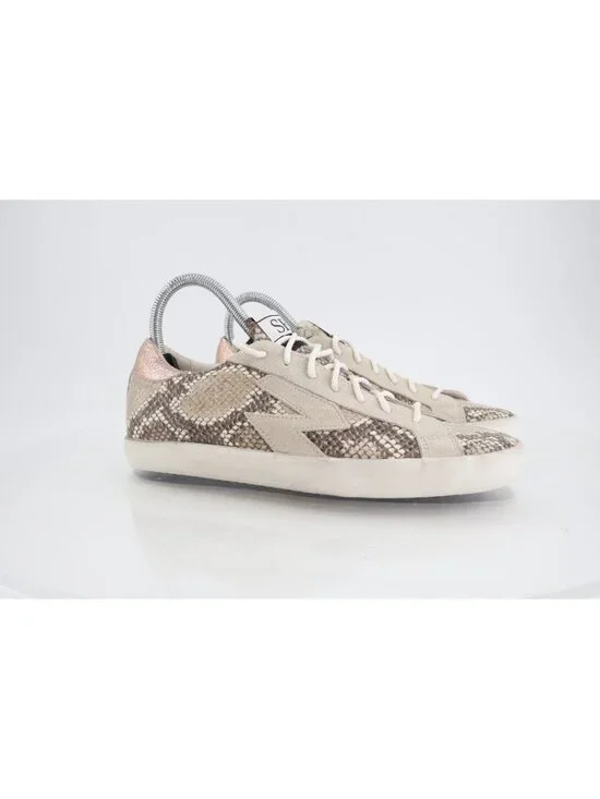 Sam Edelman Areson Womens Size 7.5 Snake Print Leather Lace Up Low Top Sneakers