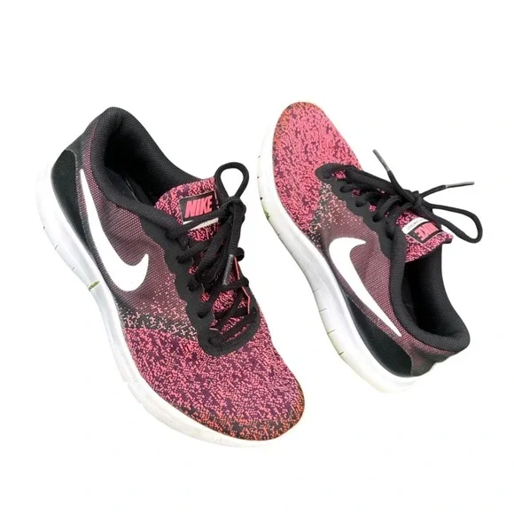Nike Flex Contact GS Big Kids Athletic Shoes Size 5.5Y Black‎ Pink Sneakers
