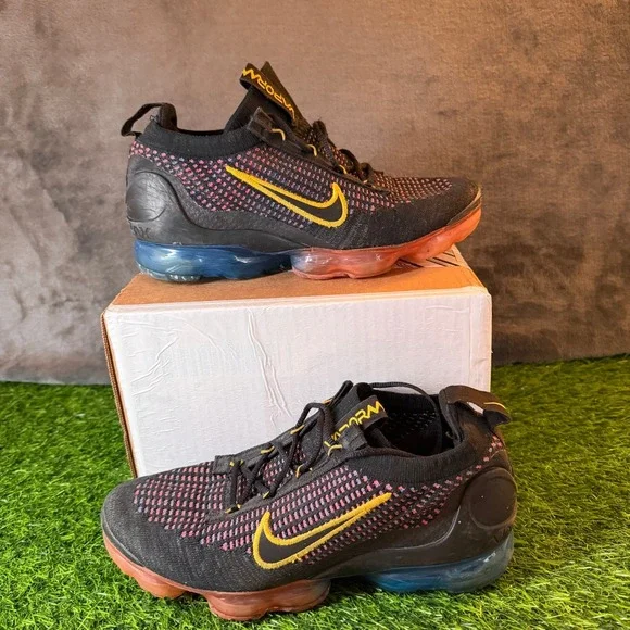 Nike‎ Air Vapormax 2021 FK Kids Sneakers Black Yellow DV2198-001 Youth Size 6Y