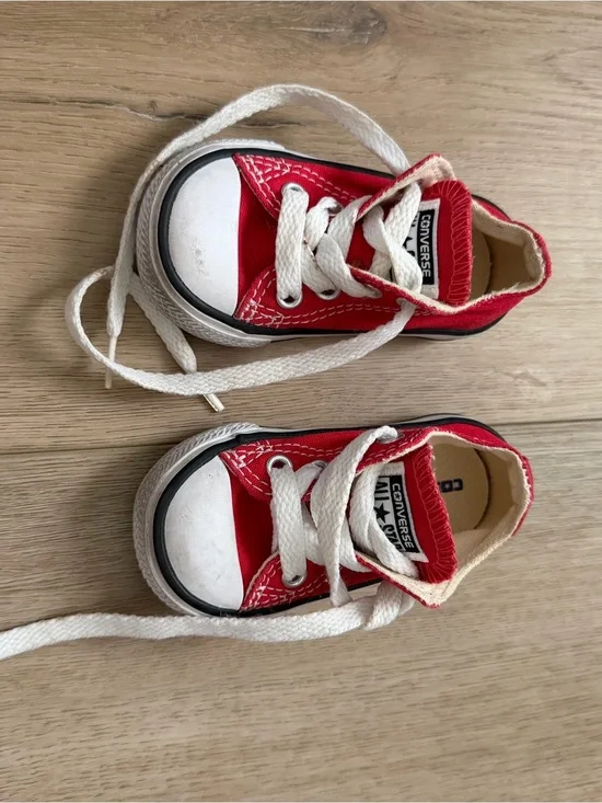 Converse Red & White Toddler Low-Top Canvas Sneakers