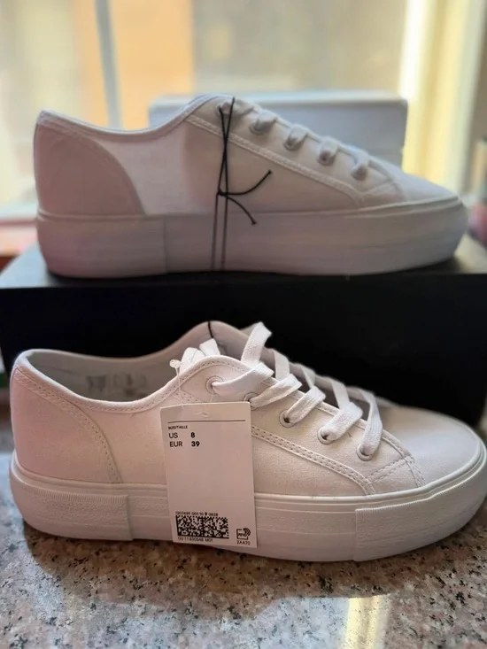 H&M White Platform Canvas Sneakers - Women's