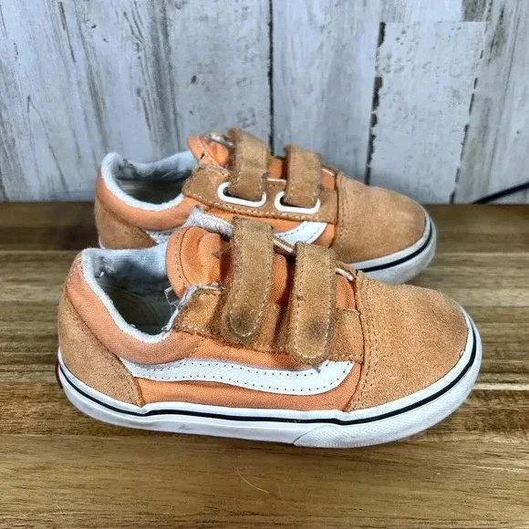 Vans Toddler Size 9.0 Old Skool V‎ Sun Baked Velcro Low Top Sneakers