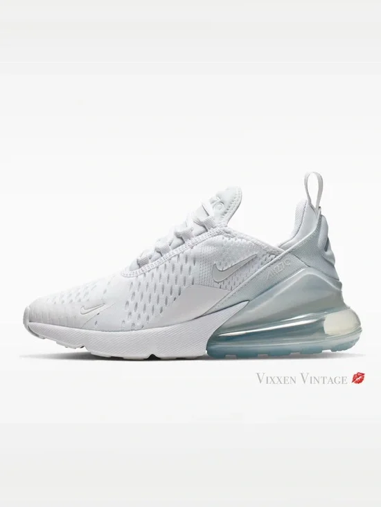 NIKE '943345-103 AIR MAX 270 BIG KIDS' SHOES' IN WHITE/METALLIC SILVER/WHITE