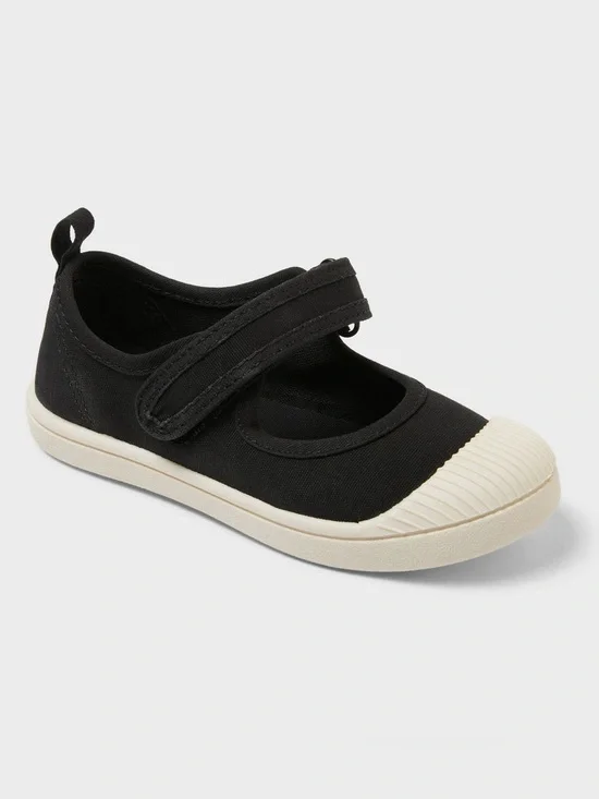 Cat & Jack Black Canvas Mary Jane Shoes with White Toe Cap Various Sizes